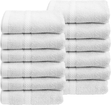 Hotel Linen Klub Glofresh Anti-Microbial 100% Cotton Face Towel Set - Pack of 12 Pieces, 30 x 30 cm, White - Luxurious Softness and Enhanced Hygiene for Daily Use and Spa Experience
