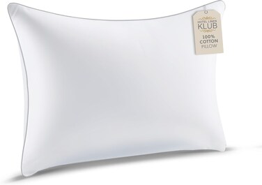 Hotel Linen Klub 180 TC Cotton Pillow with Single Piping - Filled with 100% Soft Microfiber, Size: 50 x 75 cm, Luxurious White for Exceptional Comfort and Support for a Restful Sleep