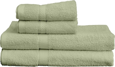 Hotel Linen Klub 4-Piece Towel Set - Premium Cotton Terry, Luxurious Ringspun, 480 GSM Highly Absorbent and Quick-Dry for Spa-Like Comfort, Includes 2 Bath Towels and 2 Hand Towels, Sage Green