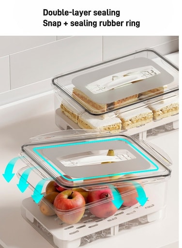 Sealed Food Storage Box, Large Capacity Portable Lunch Box with Handle, Leak-Proof Food Container for Outdoor Picnic Camping Kitchen