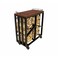 Wood Rack Trolley with Solid Wood Frame for Patio &ndash; 70x35x84 cm, Durable Firewood Storage Solution, Robust and Sleek for Garden or Backyard, Dark Mahogany/Black