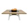 Light Square Wood-Burning Fire Pit Table for Patio &ndash; 135x135x52 cm, Outdoor Dining Table with Fire Pit, Robust and Sleek for Garden or Backyard, Natural Teak/Off White