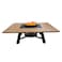 Heavy Square Wood-Burning Fire Pit Table for Patio &ndash; 160x160x52 cm, Multi-Functional Outdoor Dining Table with Fire Pit, Robust for Backyard, Deck, or Garden, Natural Teak/Black