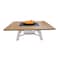 Heavy Square Wood-Burning Fire Pit Table for Patio &ndash; 160x160x52 cm, Outdoor Dining Table with Fire Pit Center, Stylish and Durable for Backyard, Deck, or Garden, Natural Teak/Off White