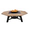 Heavy Octagon Wood-Burning Fire Pit Table for Patio &ndash; 160x160x52 cm, Multi-Functional Outdoor Dining Table with Removable Fire Pit, Durable for Backyard, Deck, or Garden, Natural Teak/Black