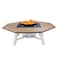 Heavy Octagon Wood-Burning Fire Pit Table for Patio &ndash; 160x160x52 cm, Multi-Functional Outdoor Dining Table with Fire Pit, Sturdy for Backyard, Deck, or Garden, Natural Teak/Off White