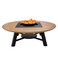 Heavy  Round Wood-Burning Fire Pit Table for Patio &ndash; 160x160x52 cm, Multi-Use Outdoor Dining Table with Removable Fire Pit, Durable for Backyard, Deck, or Garden, Natural Teak/Black