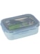 Royalford 850ml Lunch Box RF12187 with Stainless Steel Spoon Plastic Body, Rectangle Tiffin with Lid, 4 Side Locks Food-Grade, BPA-Free, Airtight and Leak proof Containers to Keep Foods Fresh Design