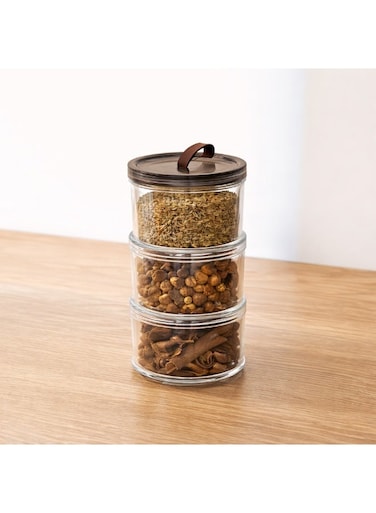 3 Tier Round Handheld Spice Storage Box, Transparent Airtight Food-Grade Container, Multi-Layer Fresh Keeping Jar for Spices, Grains, Snacks &amp; Kitchen Organization