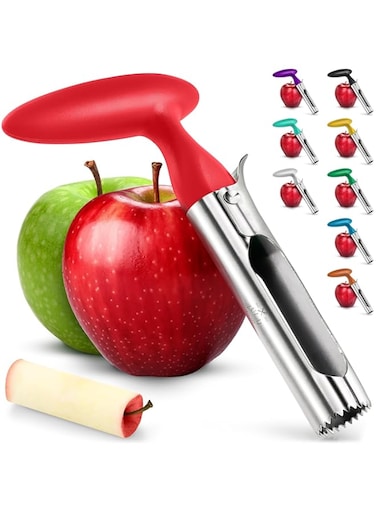 Zulay Kitchen Premium Apple Corer - Easy to Use Durable Apple Corer Remover for Pears, Bell Peppers, Fuji, Honeycrisp, Gala and Pink Lady Apples - Stainless Steel Best Gadgets Cupcake Corer - Red