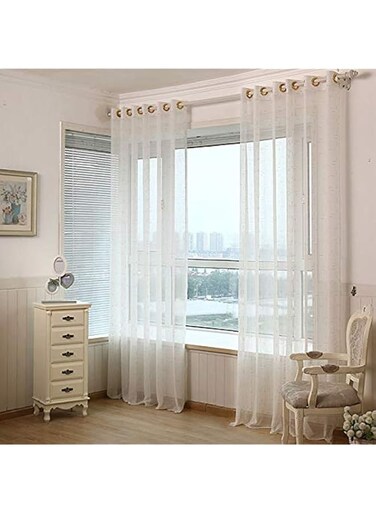 TTS Sheer Curtains with Ring Top (Golden Silk, 270 x 300cm)