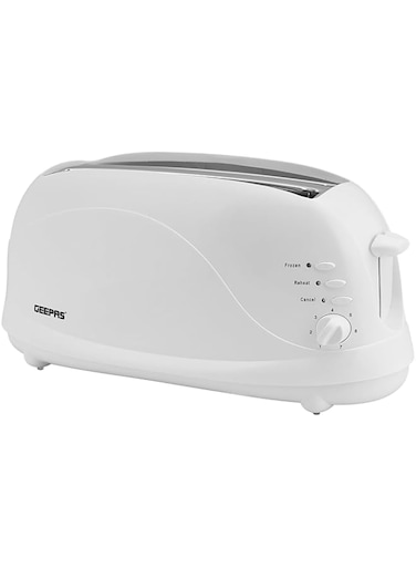 Geepas 1100W 4 Slices Bread Toaster - Crumb Tray, Cord Storage, 7 Settings with Cancel, Defrost &amp; Reheat Function  Removable crumb tray  2 years' warranty
