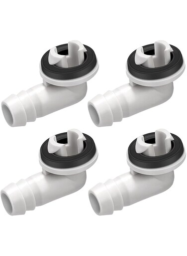 MAKINGTEC 4Pcs Air Conditioner Drain Hose Elbow Fitting Connector with Rubber Ring Fit for Mini-Split AC Unit and Window Air Conditioning Unit, AC Drain Hose Adapter (0.6 Inch 15mm)