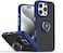 Iphone 16 Plus Case Cover Metal Ring Holder Grip Kickstand Car Magnetic Mount Shockproof Matte Hard Back Bumper Case for Iphone 16 Plus 5G 2024 Blue