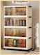 4-Tier Foldable Plastic Storage Cabinet, 50cm with Handle, Double Doors &amp; Wheels, Stackable Organizer Box, Foldable Storage Cabinet for Clothes, Toys, Office Supplies
