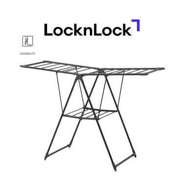LocknLock Strong Laundry Drying Rack in Black &ndash; Heavy-Duty, Foldable &amp; Space-Saving
