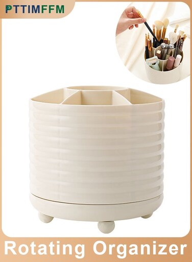 360&Acirc;&deg; Rotating Makeup Brush Organizer, Multi-Functional Cosmetic Storage Holder for Brushes, Lipsticks &amp; Beauty Tools, Durable, Spacious &amp; Stylish Vanity Organizer