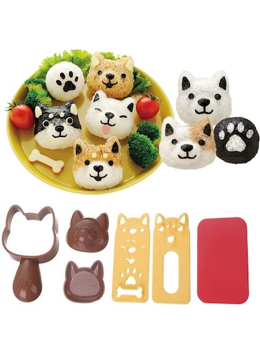 4 Pcs Rice Ball Molds for Kids, Sushi Mold Set with Nori Seaweed Cutter, Animal Rice Shaper DIY Bento Accessories, Food Grade Plastic Sandwich Maker Kitchen Tools