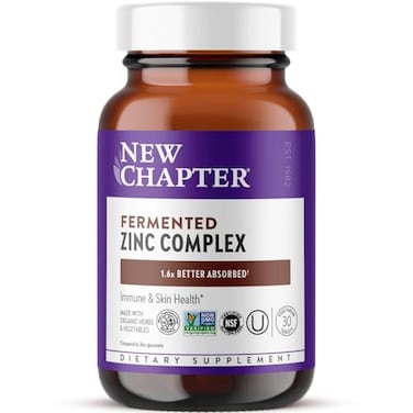 New Chapter Zinc Supplement, Fermented Zinc Complex, One Daily For Immune Support + Skin Health, Mineral-Balancing Formula Rich In Copper, Easy To Swallow &amp; Digest, 30 Count (1 Month Supply)