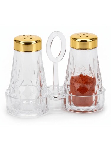 Luxury Acrylic Cruet Set with Gold Finish &acirc;&euro;&ldquo; Elegant Oil &amp; Vinegar Dispensers for Dining Table