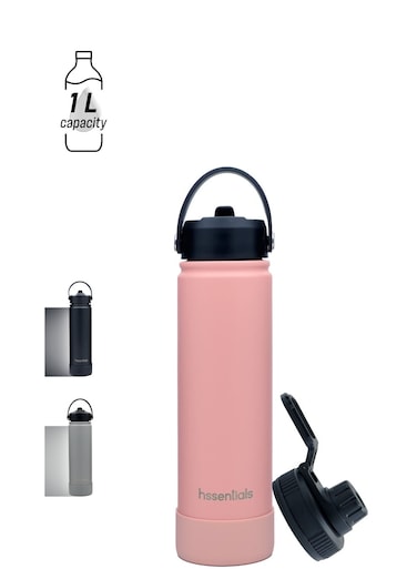 Stainless Steel Water Bottle Flask Double-Walled Vacuum-Insulated 2 Lids Eco-Friendly Perfect for Cold &amp; Hot Drinks On The Go 100% Leakproof - Gym, School, Work, Travel (Blush Pink/25oz)