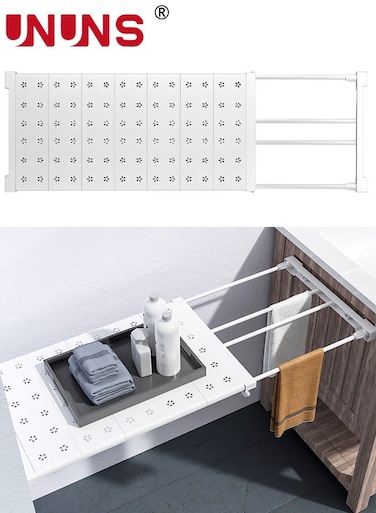 Expandable Closet Tension Shelf,Adjustable Closet Shelf Rod Organizer,Kitchen Cabinet Divider Separator for Cabinet Wardrobe Cupboard Kitchen Bathroom,White