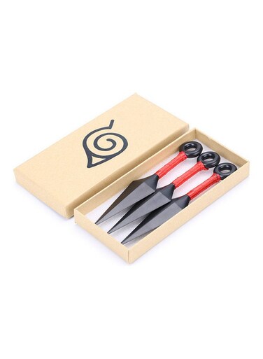 3-Piece Stainless Steel Knives Combination Box Black/Red 13cm