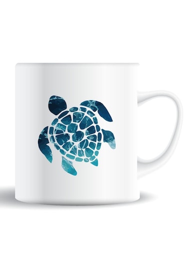 Premium Quality Two Sided Printed Coffee Mug Tea Cup Blue Turtle For Home Office, Kids Men Women