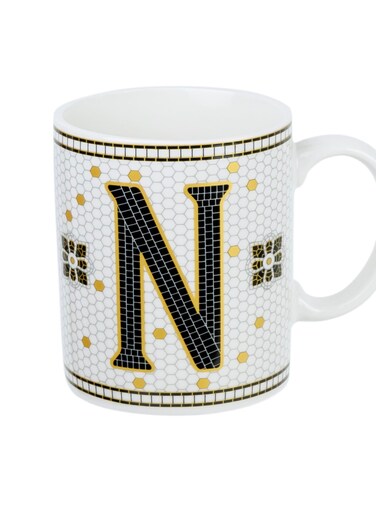 Art Letter N Printed Porcelain Ceramic Tea Coffee Mug 300ml - Stylish and Durable Mug for Hot Beverages