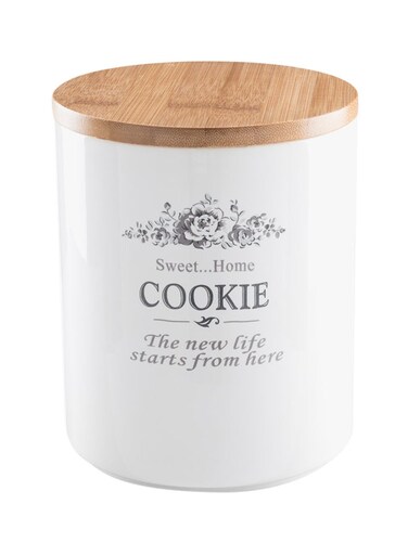 Box Sweet Home Cookie Canister White/Beige 14x17x14cm