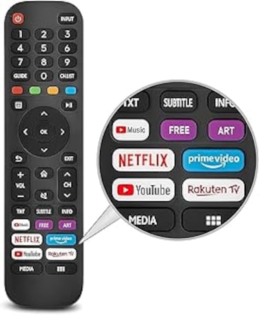 NEW Replacement Universal Replacement for Hisense-VIDAA-TV-Remote, New Upgraded Infrared Hisense Remote Control EN2G30H/EN2A30,with Netflix, Prime Video, YouTube, Rakuten TV Buttons
