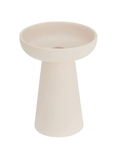 Aery Porcini Pillar &amp; Taper Candle Holder, Soft Pink Matte Ceramic, Large