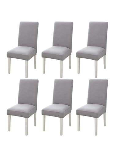 MUMOO BEAR Dining Chair Covers Stretch Chair Seat Protector Covers Soft Jacquard Fabric Chair Slipcovers Removable and Washable for Dinning Room, Old Chair, Wedding Ceremony (Light Grey, 6)