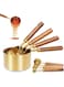 NALACAL Gold Measuring Cups Set of 8, Wood Handle with Metric and Fragrant Wood Handle, Dry &amp; Liquid Measuring Cup, Stainless Steel Measuring Cups Ideal Kitchen Gadgets for Cooking and Baking Needs