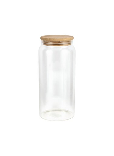 1300ml Round Borosilicate Glass Jar with Airtight Bamboo Lid-RF12774/ Container with Silicone Sealing Ring, Dishwasher Safe clear 1300ml
