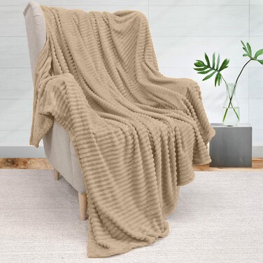 Striped Flannel Blanket Plush Throw Blanket Super Soft Flannel Blanket King Size(240x220) For Bed and Sofas Luxurious Warm and Comfortable