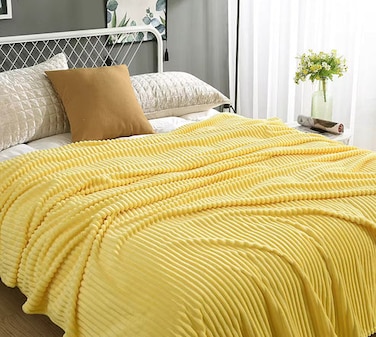 Striped Flannel Blanket Plush Throw Blanket Super Soft Flannel Blanket King Size(240x220) For Bed and Sofas Luxurious Warm and Comfortable