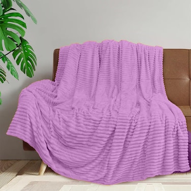 Striped Flannel Blanket Plush Throw Blanket Super Soft Flannel Blanket King Size(240x220) For Bed and Sofas Luxurious Warm and Comfortable