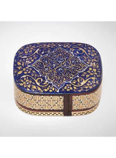 Luxury Wooden Jewellery Box, Khatamkari Marquetry Design, Hand-Painted Floral Pattern