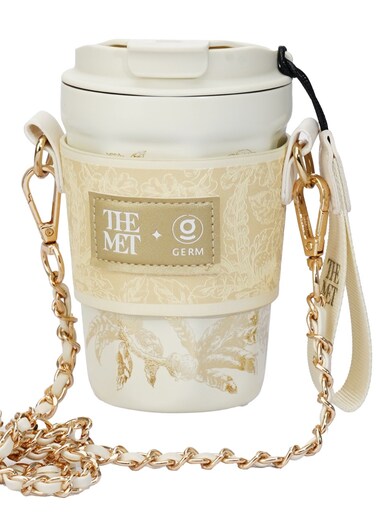 Golden Octagon Vacuum Tumbler 390ml   GERM &Atilde;&mdash; THE MET Ethereal Garden Stainless Steel Insulated Mug   BPA-Free Leak-Proof Travel Thermos   Elegant Hot &amp; Cold Reusable Cup   Art-Inspired Collector Design