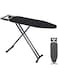 Kameety 110x30cm Ironing Board, Folding Ironing Stand with Jumbo Iron Rest, Heavy Sturdy Metal Frame Legs Iron Stand, Ironing Board with Heat Resistant Cover for Home Laundry Room or Dorm Use (Black)