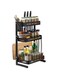 Dubai Gallery 3 Tier Metal Kitchen Spice Rack Countertop Standing Organizer With 3 Hooks, Black