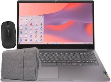 Lenovo IdeaPad 3i Chromebook Laptop, 15.6" FHD Display, Intel Celeron N4500 Processor, 4GB RAM, 64GB Storage, Integrated Intel Graphics, ChromeOS, Grey + Free Bag &amp; Mouse