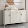 Modern Shoe Cabinet with Gold Accents Large Capacity Keeper for Shoes, Off-White Shoe Organizer 160 cm