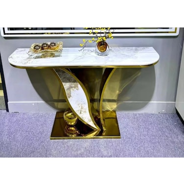 AWD Luxurious Stainless Steel Gold Console Table.