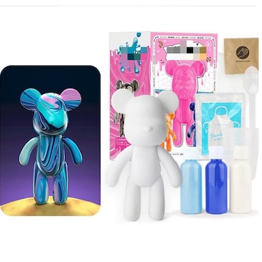Cutie cute DIY Fluid Bear Painting Kit Set Creative Gift 23cm Blue