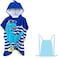Cutie cute Kids Hooded Beach Swim Pool Bath Towel Poncho for Age 4-10 Years Multi-use - Dinosaur large with Drawstring Bag
