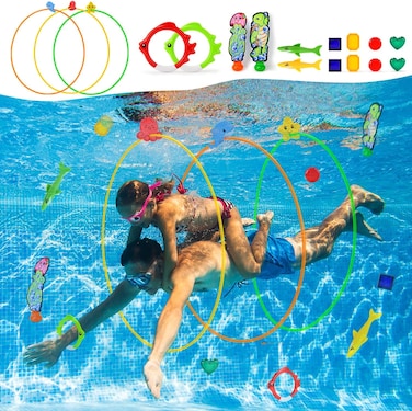 Cutie cute 20Pcs Water Sports Swim Thru Rings for Kids Water Toys - Assorted Pack Pool Toys Diving Toys for Adults Underwater Training Program Pool Games Water Swimming Sport Gifts