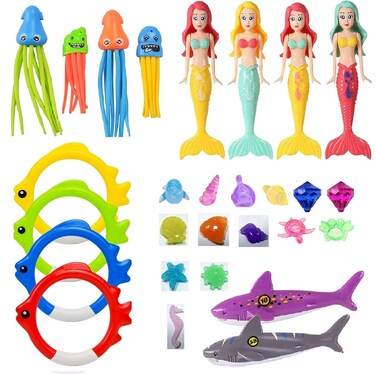 Cutie cute 28Pcs Diving Swimming Pool Toys for kids Underwater Swim Dive Games Training Toy Mermaid Toys