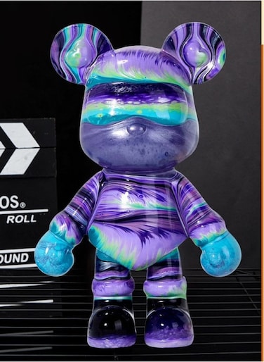 Cutie cute DIY Fluid Cool Bear Painting Kit Set Creative Gift 23cm Purple